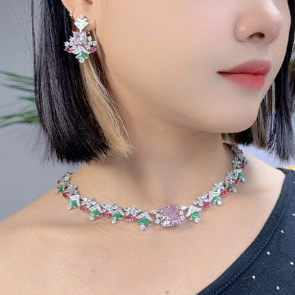 Pure 925 Sterling Silver Jewelry For Women Big Gemstone Wedding Jewelry Set High Quality Earrings Necklace Party Fine Jewelry