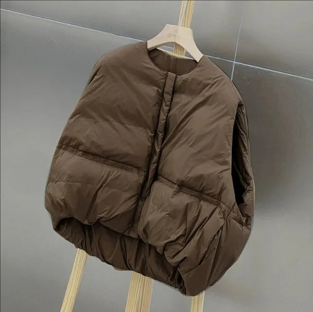 2024 New Autumn Korean Chic Down Vest O-neck Loose Solid Casual Sleeveless Parkas All-match Zipper Jacket Waistcoat Female