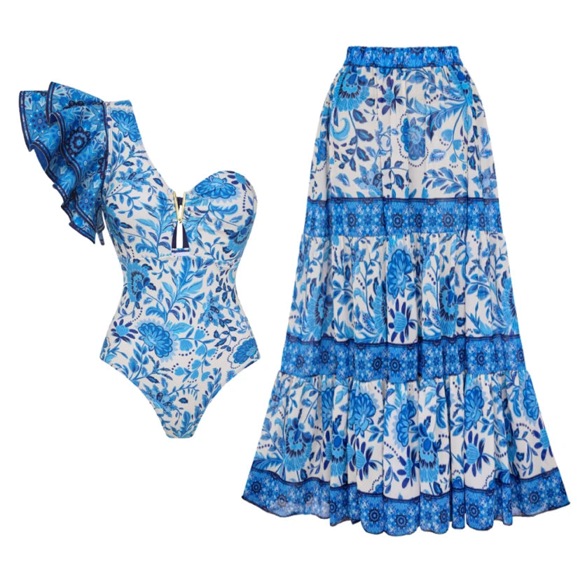 2023 New Arrival Push Up Women Bikini Set Floral Printed Ruffle Bikinis Strappy Bandage Swimwear Brazilian Biquini Bathing Suit