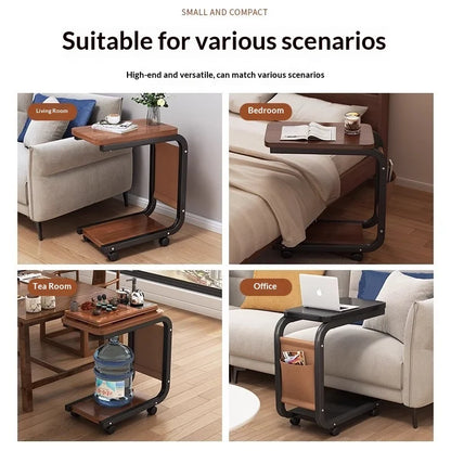 Modern Mobile Coffee Side Table Bedside Nightstand Small Rolling Height Adjustable Sofa End Table Metal Table Furniture Home