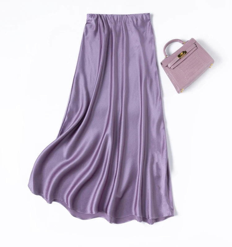 TAJIYANE 93% Natural Mulberry Silk Skirt Fashion Summer Satin Mermaid Skirt 21 Mommes elegant Long Skirt Woman Clothing 2025 스커트