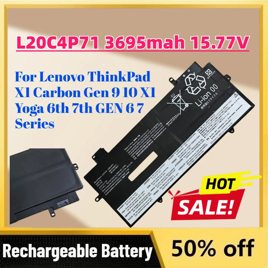 Upgrade L20C4P71 3695mah 15.77V Laptop Li-ion Battery for Lenovo ThinkPad X1 Carbon Gen 9 10 X1 Yoga 6th 7th GEN 6 7 Series