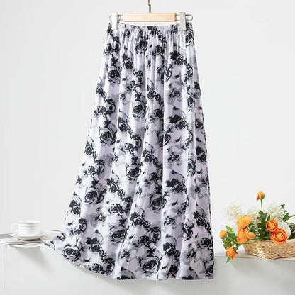 New 2024 Elegant Women Tulle Skirt Korean Fashion Boho Floral A Line Ladies Pleated Skirt Summer Chic High Waist Party Vestidos