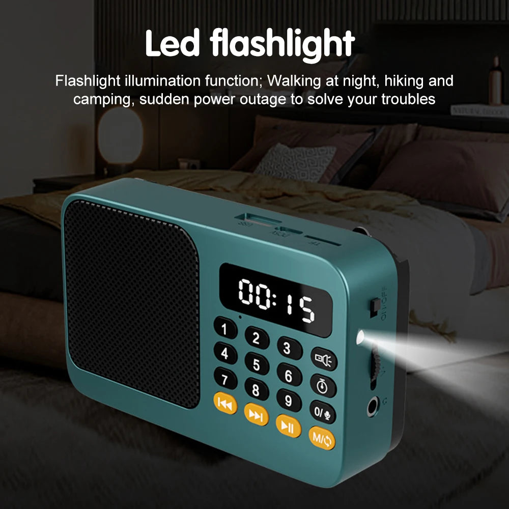 Handheld Rechargeable Digital FM USB TF MP3 Player Portable Radio Music Player Speaker Devices Supplies With LED Display Radio
