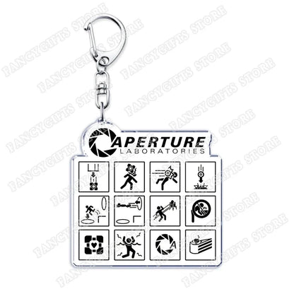 Trending Video Game Keychains for Accessories Bag Glados Aperture Laboratories Science Keyrings Jewelry Gamer Fans Gaming Gifts