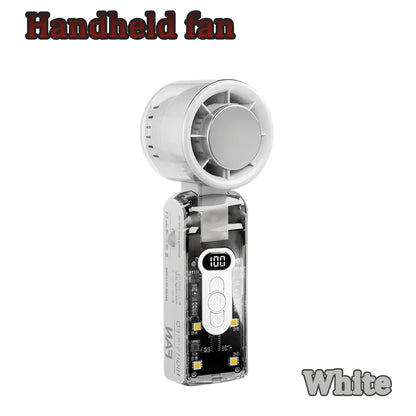 Portable Handheld Fan with LED Light 100 Speeds Foldable Personal Cooling Fan Electric Mini Turbo Fan for Outdoor Travel