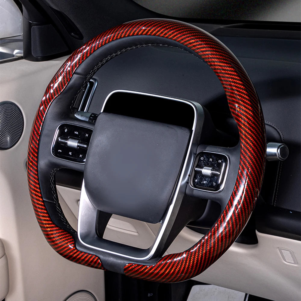 Steering Size 36-38cm Universal Non-slip D-shaped Round Breathable Car Steering Wheel Cover Protector Suitable Auto Accessories