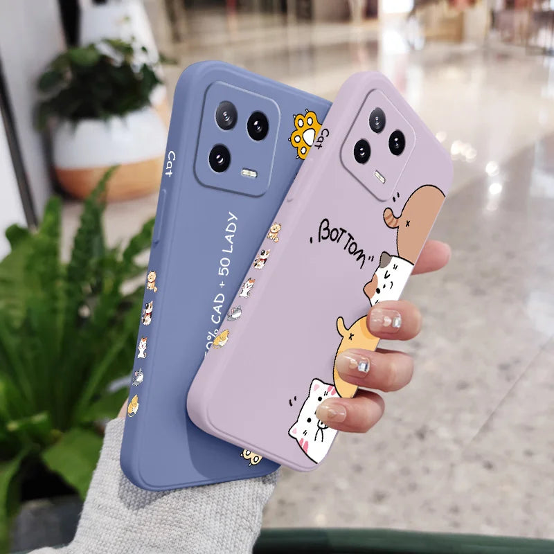 Cat Litter Phone Case For Xiaomi Mi 15 15T 14 14T 13 13T 12 12T 12S 11 11T Ultra 10 10T 9 9T Pro Lite 5G Liquid Silicone Cover