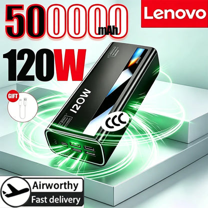 Lenovo 120W Fast Charging Large Capacity 200000mAh 2027 Digital Display Power Bank Outdoor Power Supply for Huawei iPhone