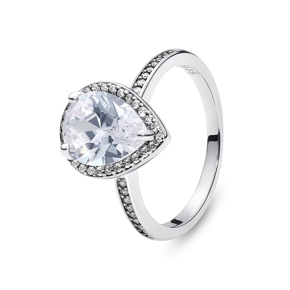 925 Sterling Silver Rings For Women Original Crown Love Heart Wishbone Engagement Wedding Rose Gold Crystal Ring Luxury Jewelry