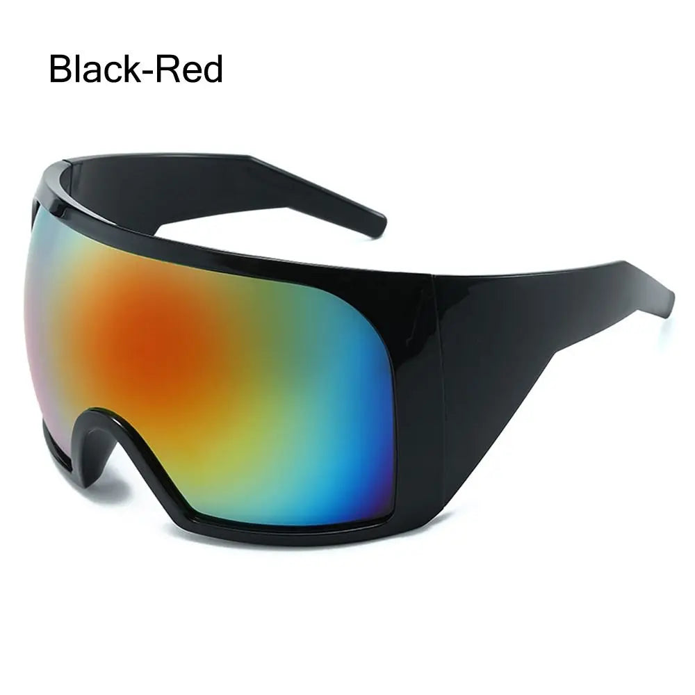 Futuristic Wrap Around Sunglasses Rave Curved Lens UV400 Protection 2000'S Eyewear Oversized Y2K Sun Glasses for Women & Men