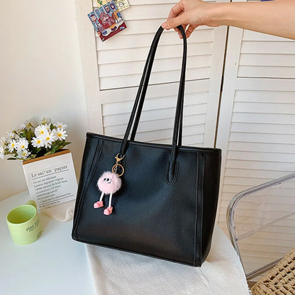Solid Color PU Leather Women's Handbag, Versatile Korean Single Shoulder Underarm Bag, Temperament Tote Bag for Women Daily Use
