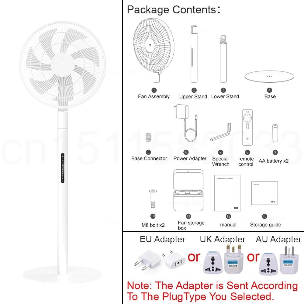 MIJIA DC Inverter Floor Fan Pro,Ultra-Thin Retractable,With Storage Box,Smart Standing Electric Fan,100 Air Flow Settings