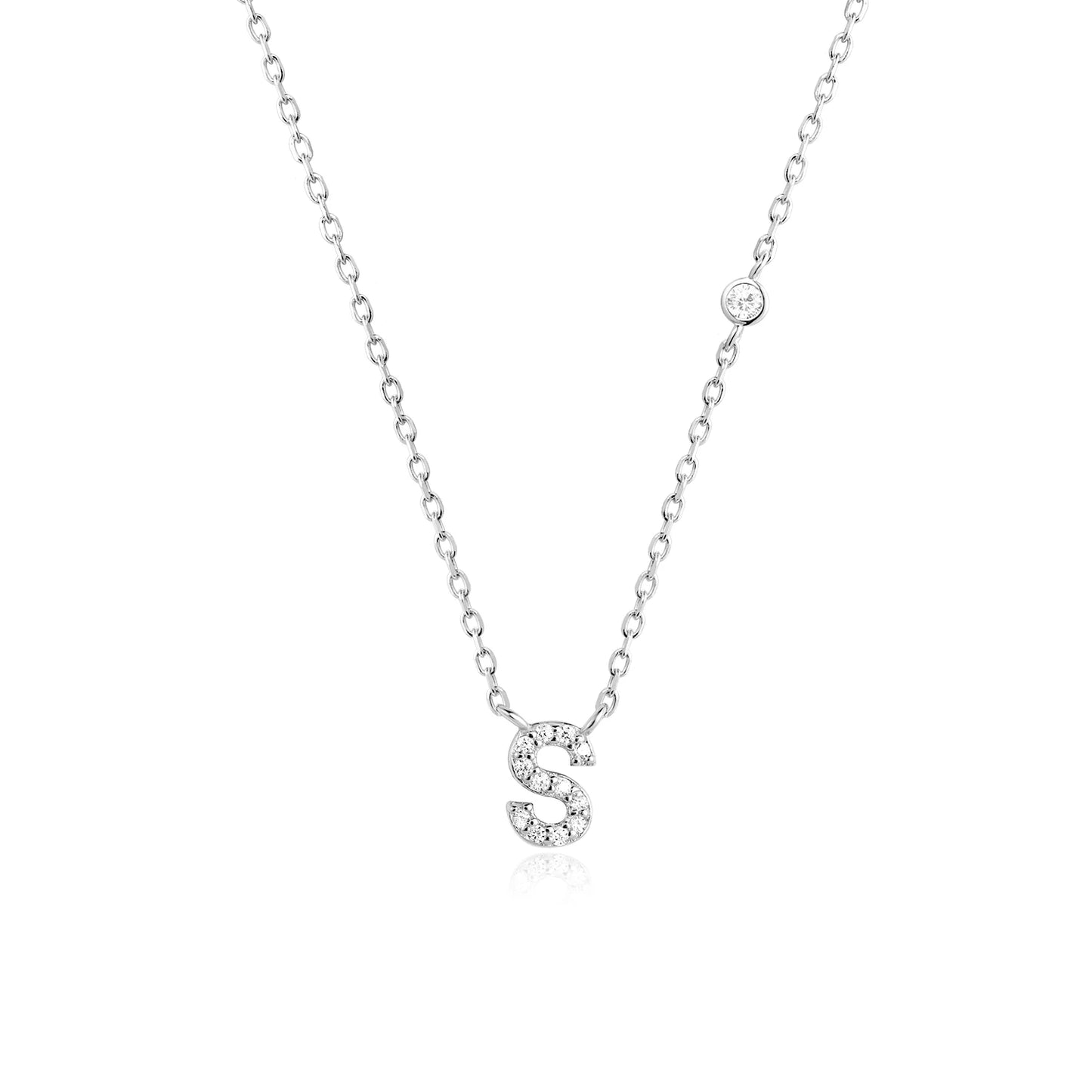 VEWANT New 925 Sterling Silver Monogram Initial Letter A M Pendant Long Chain Necklace Crystal Fine Jewelry Luxury Fine Jewelry