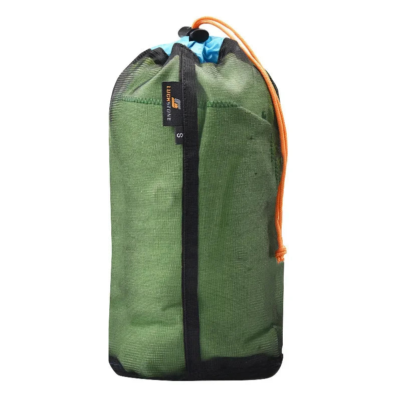 S/M/L/XL/XXL Ultralight Nylon Mesh Bags Sleeping Bag Ditty Sacks Drawstring Storage Bag for Travelling Hiking Camping Outdoor
