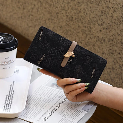 Wallet - Long Style Korean Edition PU Leather Printed Zippered Clasp Folded Multi-Coverage Fashionable Versatile Printed Zippere
