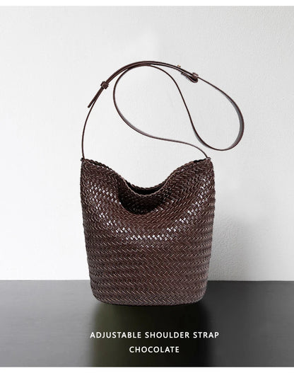 Luxury Woman Handbag New High End Hand-Woven Genuine Leather Women's Bag Large Capacity Shoulder Tote Bag Underarm Bag Bucket Ba