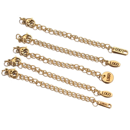 50pcs Customized Custom Laser Engrave Name LOGO Stainless Steel Personalized Necklace Extend Chain Tail Tag Jewelry Wholesale
