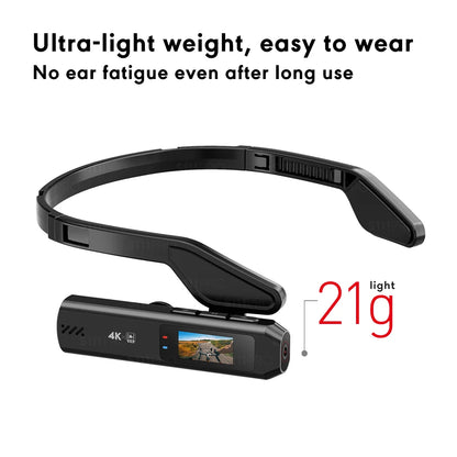 Head Mounted Action Camera 4K 30FPS 130° Wide Angle Lens Video Camera Wearable Video Camera APP Wireless Remote Control