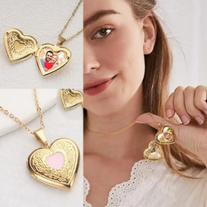 DIY Necklace Photo Picture Locket Necklace New Valentine's Day Openable Floral Heart Necklace Heart Locket Necklace
