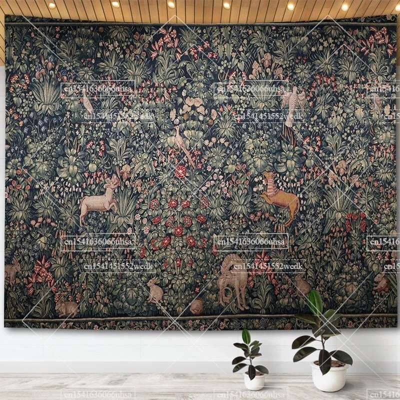 Medieval Unicorn Tapestry Wall Hanging For Home Decor Paintings Retro Hippie Tapestries Aesthetic Background Yoga Meditation