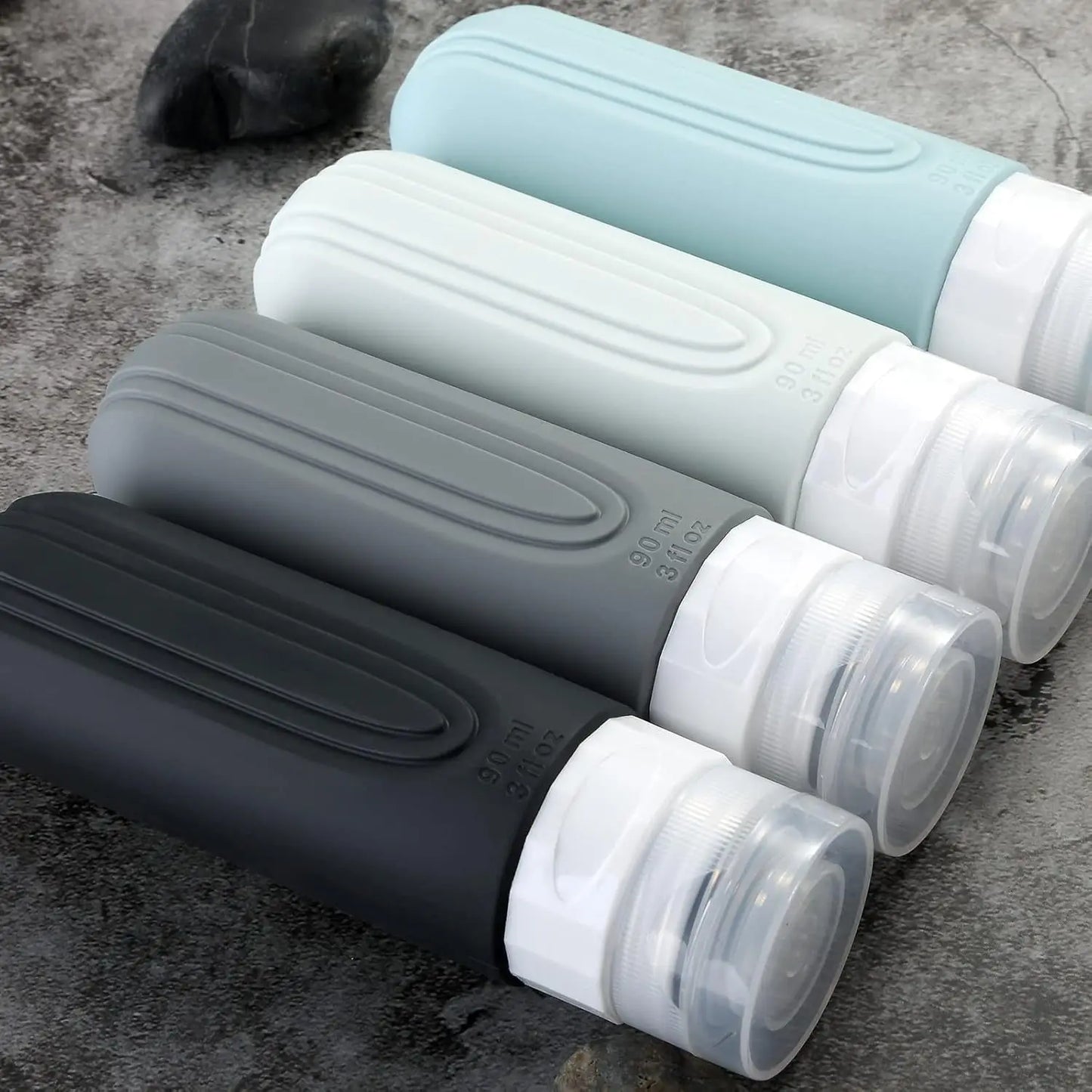 4pcs/set Travel Bottles for Toiletries, 90ml Travel Size Containers BPA Free Leak Proof Refillable Liquid Silicone Squeezable