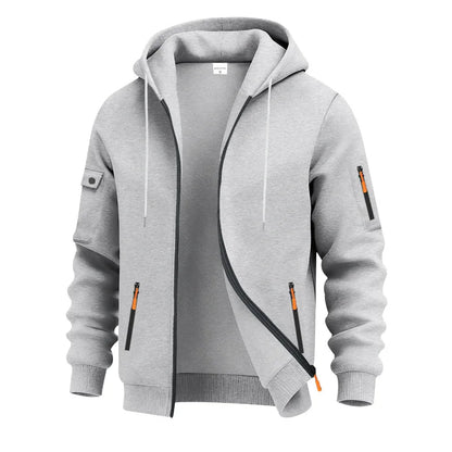 Autumn Winter New Men's Sweatshirt Jacket Loose Heavyweight Fleece Zipper Hooded Workwear Cardigan Casual Long Sleeve Sweatshirt