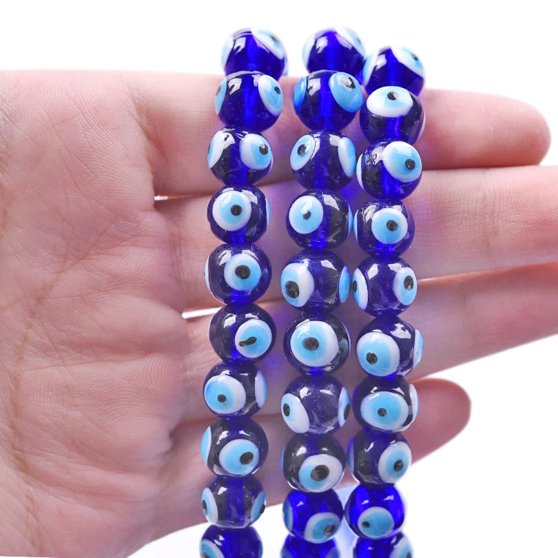10/20/30pcs 10x10mm round beads loose evil eye spacing glass beads used for jewelry making crafts DIY bracelet accessories bulk