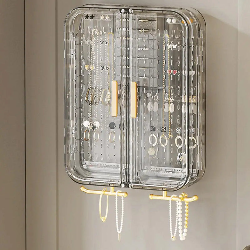Jewelry Storage Box Jewelry Accessories Shelf Transparent Wall Mounted Jewelry Organizer Earrings Necklaces Rings Display Stand
