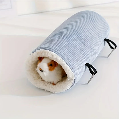 Pet Plush Tunnel Bed Soft Corduroy Cat Dog Cave Bed Foldable Pet Hideout Bed with Safety Pins for Small Pets