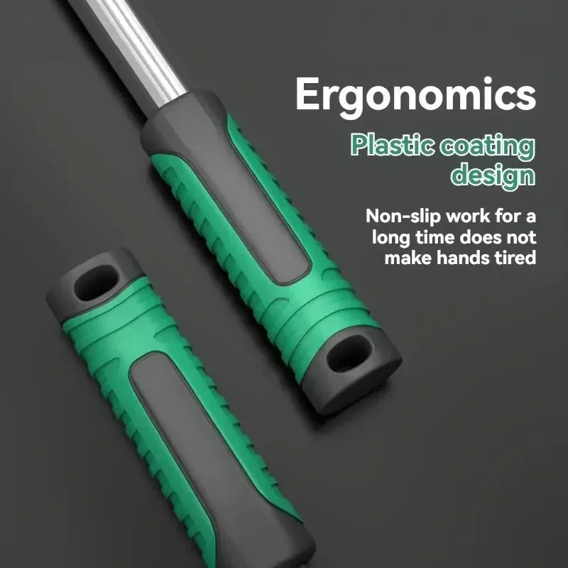 72-Tooth Ratchet Wrench Set, Chrome Vanadium Steel, Automatic Two-Way Mechanism, Stretchable, Ergonomic Grip, with Quick Socket