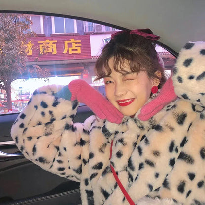 Korean Version 2025 Winter New Item Imitation fur Leopard Print fur Coat fur Integrated Coat Women's Cool Style Women's Clothing
