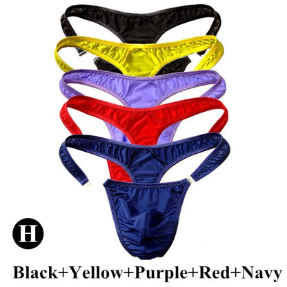 5Pcs/Set Men Sexy G-string Transparent Buckle Low Waist Thong Nylon High Quality Underwear U Pouch Cozy Underpants Fast Shipping