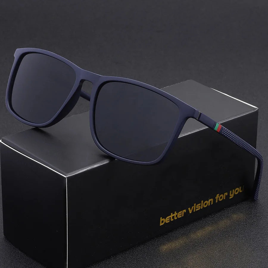 Classic Square Men's Sunglasses Comfortable Lightweight Black Frame Glasses Ideal for Travel Photography Gifts