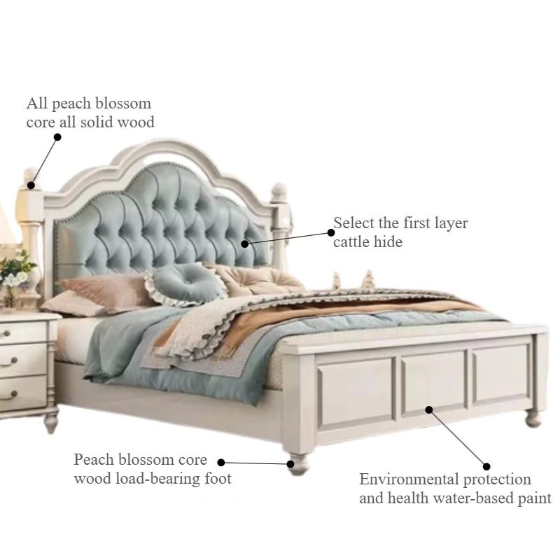 Bedroom White Bed Aesthetic Teenage Girls Double Luxury Bed Frame Lounge Platform Camarotes Para Dormitorio House Accessories