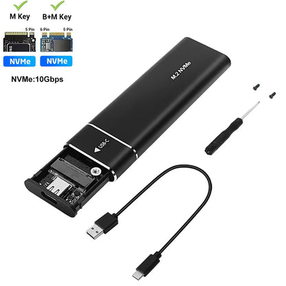 M2 SSD Case Dual Protocol M.2 NVME SATA External Enclosure M.2 to USB3.1 Type C SSD Adapter for NVME PCIE NGFF SATA SSD Disk Box