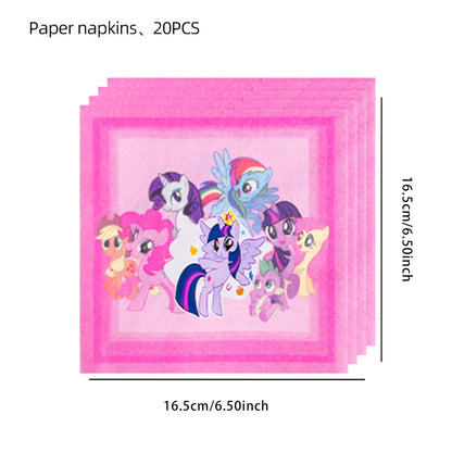 My Little Pony themed children's birthday party supplies, girls' first birthday tablecloth, tableware, paper cups, flag-raising
