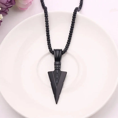 Men Necklace Hip Hop Vintage Arrow Necklace Stainless Steel Hip Hop Pendant Sweater Necklace Gift Jewelry Necklace for Men