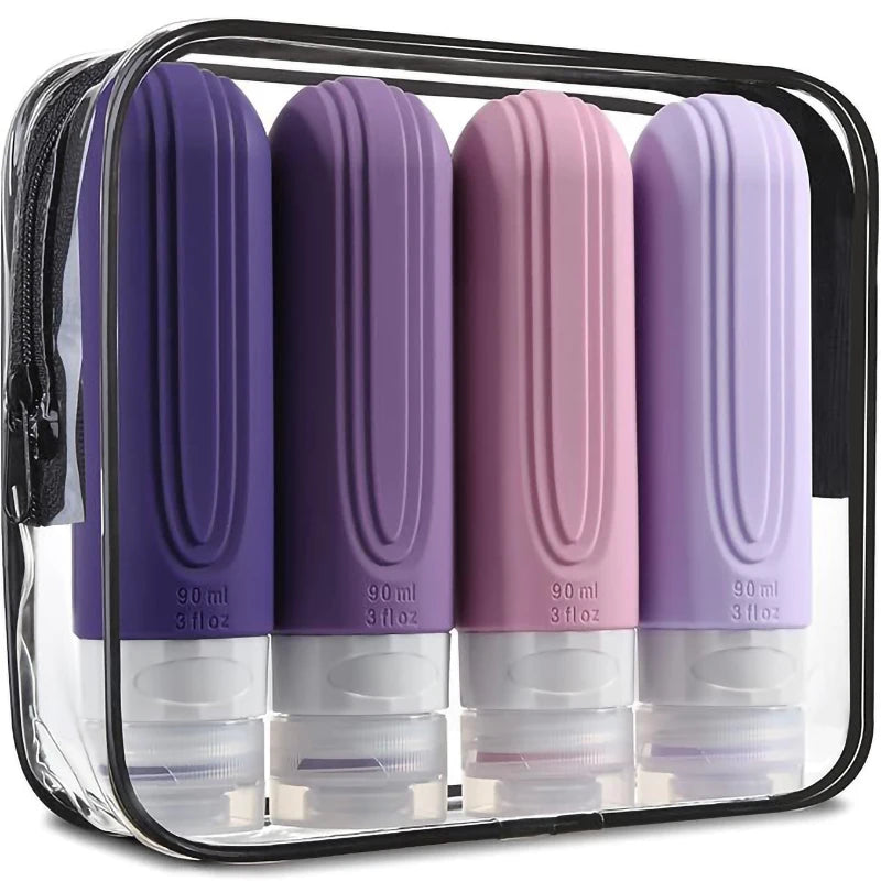 4pcs/set Travel Bottles for Toiletries, 90ml Travel Size Containers BPA Free Leak Proof Refillable Liquid Silicone Squeezable