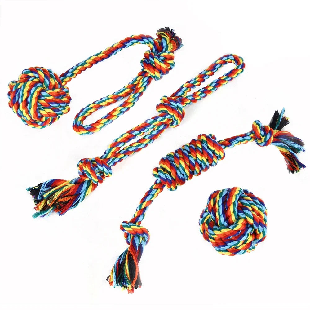 Pet Dog Chew Toys for Large Small Dogs Toy Interactive Cotton Rope Puppy Teething Toys Ball for Dogs Toothbrush Chew Toy Set