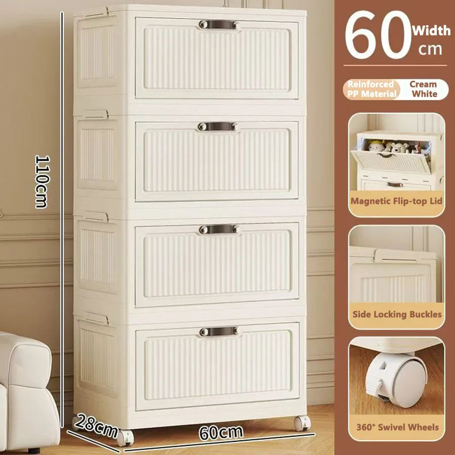Storage Cabinet Foldableing Storage Box Home Living Room Toy Cabinet Storage Rack Snack Cabinet Organizer Box Kitchen Storage Cabinet Folding Storage Cabinet Organizer