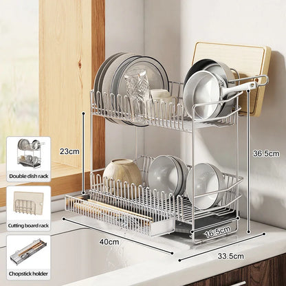 Dish Drying Rack with Drainboard, Dish Rack for Kitchen Counter, Dish Drainer Rack with Utensil Holder, Kitchen Organization