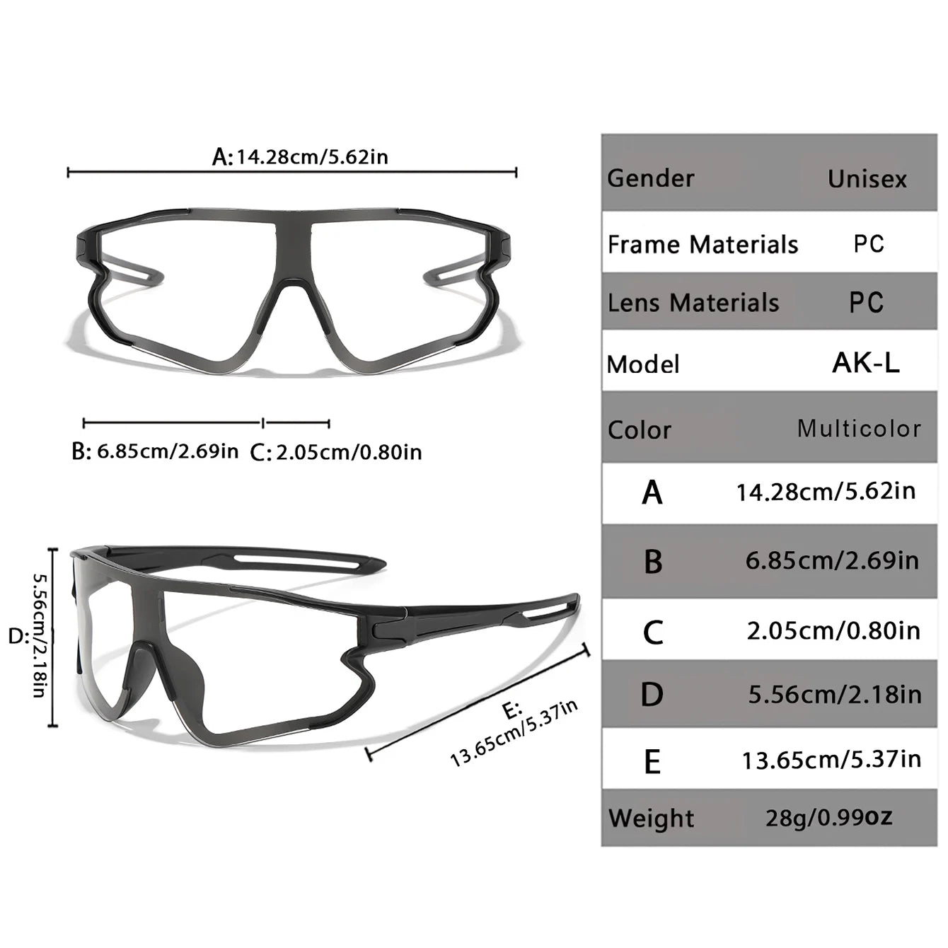 Men Women Photochromic Motorcycle Glasses Outdoor Sports Big Frame Windproof Cycling Running Hiking Goggles