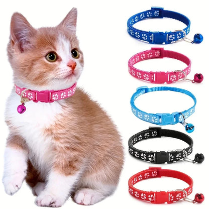 Fashion Pet Cats Collar Colorful Pattern Cute Bell Adjustable Collars for Cats Kitten DIY Ring Necklace Pet Accessories