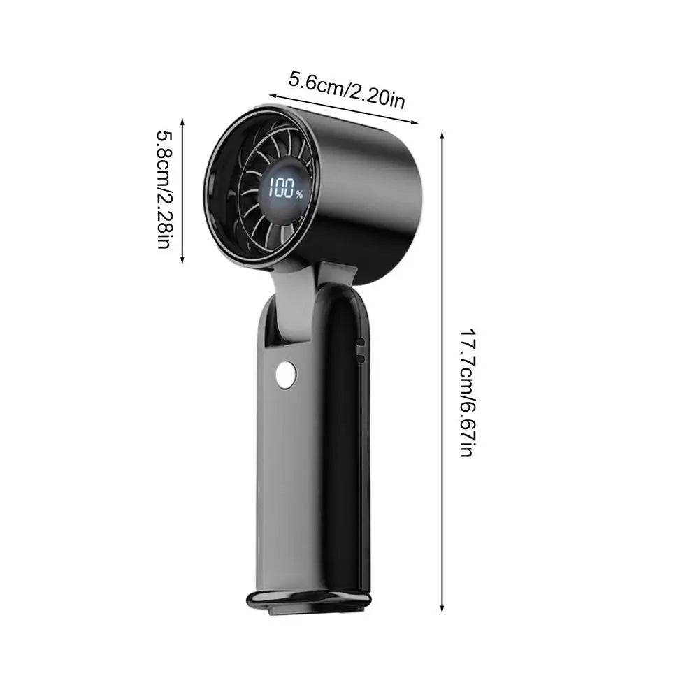 Portable Handheld Fan 100-Speed Low Noise Turbine Air Blower Foldable 3600mah USB Rechargeable Personal Fan For Home Office