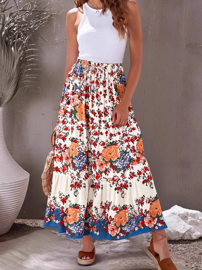 Vintage Chic Fashion Women Beach Bohemian Floral Print  Hippie Skirt High Elastic Waist Gothic Holiday Boho Maxi Skirts Femme