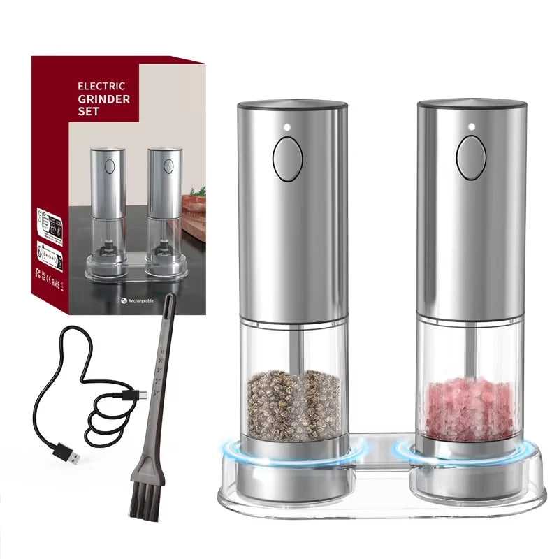 Electric Pepper Stainless Steel Grinder USB Rechargeable Adjustable Salt And Lightweight Cooking Spice Grinder Kitchen Food