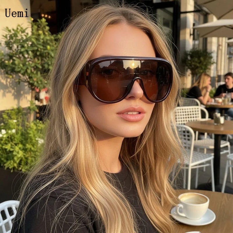 New Fashonable Oversized One-piece Luxury Sunglasses For Women Men Big Goggles Sports Sun Glasses Trendy Shades UV400 Eyewear