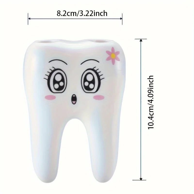 1pc-Cartoon toothbrush companion toothbrush holder, smiling face teeth toothbrush holder, bathroom accessories