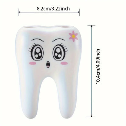1pc-Cartoon toothbrush companion toothbrush holder, smiling face teeth toothbrush holder, bathroom accessories